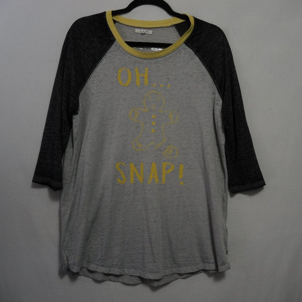 Maurices Sleep Shirt Graphic "Oh Snap" Gingerbread Man Yellow Gray Sz L
